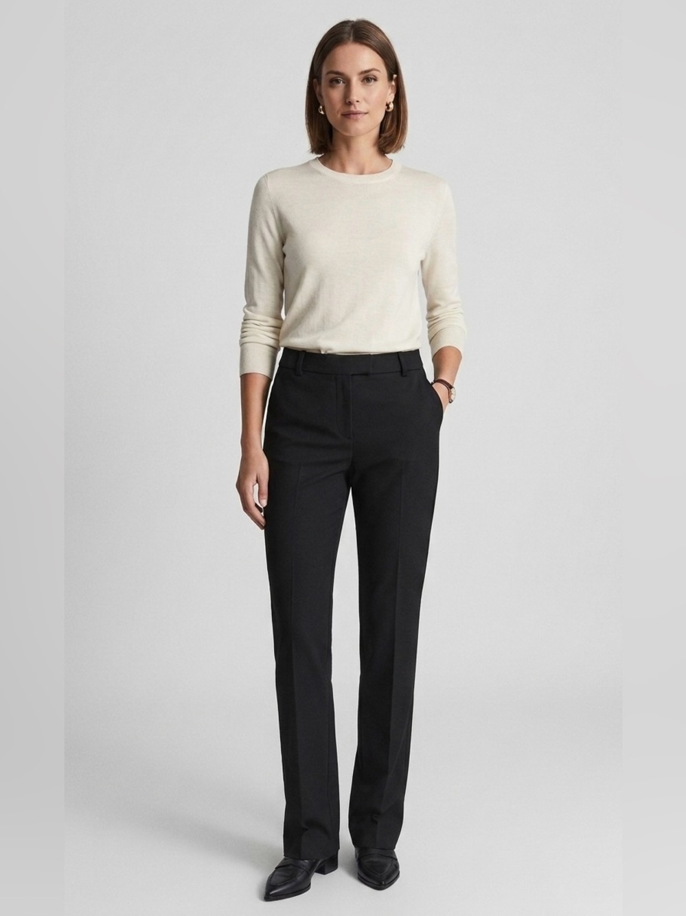 REISS Joanne Black Tailored Slim Fit Trousers Dress Pants 28" Inseam size 4